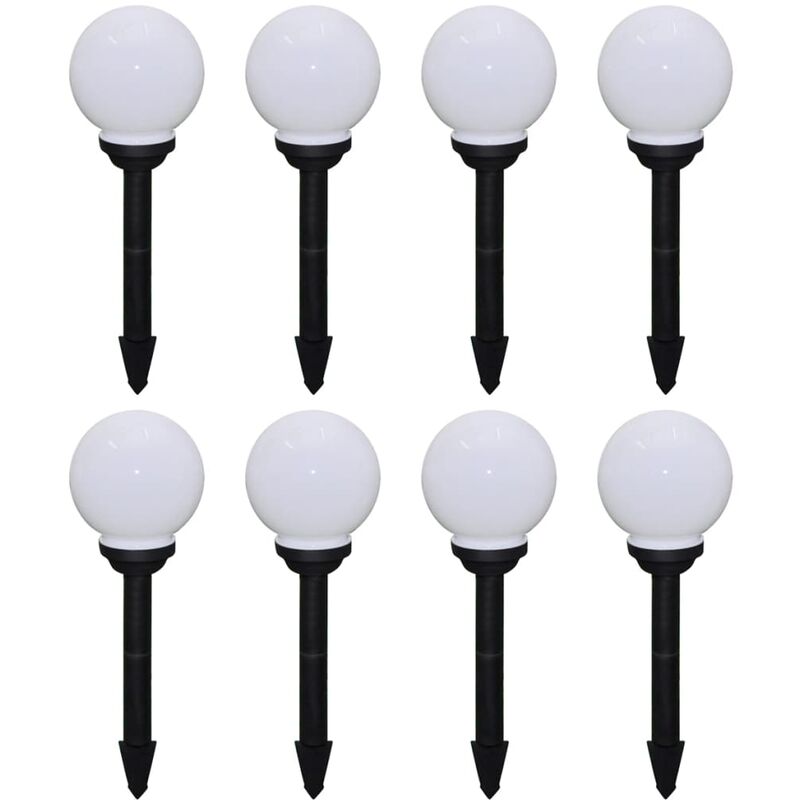 Inlife 8 pcs Lampes d'allée d'extérieur à led 15 cm et piquet au sol - Blanc