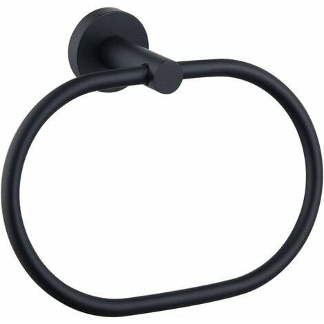 main image of "LangRay Matte Black Towel Ring Stainless Steel Rotating Towel Bar Modern Kitchen and Bathroom Accessories Home Drying Storage Rack to Save Space"