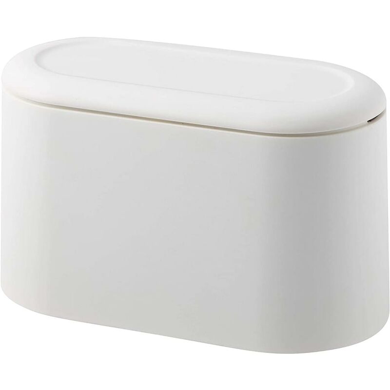 

Mini bote de basura de encimera para prensa, tapa de cartucho, bote de basura, soporte de maquillaje, tocador, baño, cocina, oficina - blanco