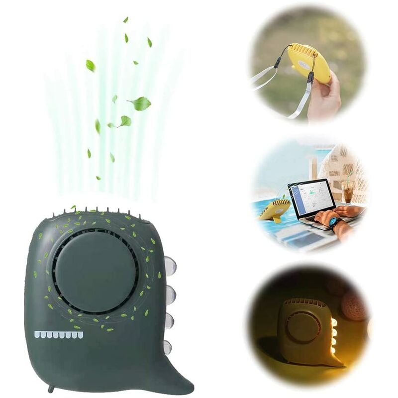 

Mini Dinosaur Mini Fan Fan Lighthouse Ventilador con tres modos ajustables con cable de alimentación y ventilador de carga USB Un ventilador adaptado