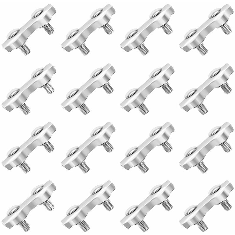 LangRay M2 Pince de Câble 18 Pcs Double Serre Câbles Inox en Acier Inoxydable pour Filin Cable Inox pour 2MM Pince à Câble en Acier Inoxydable