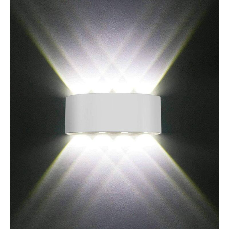 LangRay Modern Wall Light IP65 Waterproof 8W LED Wall Lights Aluminum Indoor Wall Lamp for Living Room Bedroom Hall Staircase Pathway (Cold White