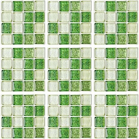 LangRay Mosaic Wall Tile Stickers, 10 Pieces Tile Wallpaper Stickers Wall Tile Stickers Waterproof Wallpaper For Kitchen, Bathroom, Floor, Furniture, Home Decor, (15cm x 15cm, Black)