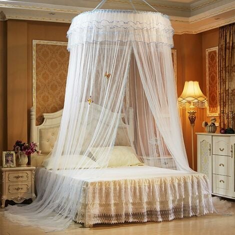 LangRay Mosquito Net Canopy Bed Canopy Butterfly Bed Curtain Bedding Accessory Bedroom Decor Baby Child Adult Princess Play Tent White