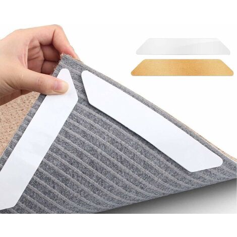 Rug Grippers, 16 pcs Double Sided Washable Removable Anti Curling Corner Carpet  Gripper, Non Slip Renewable Adhesive Rug Tape for Hardwood Floors and Tile  