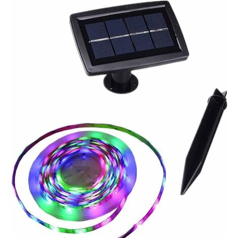 LangRay Outdoor waterproof solar light strip, automatic on / off, 2 modes, flexible and cutting table, self-adhesive, 5 m 150 LEDs light strip window staircase roof terrace not Multicolor