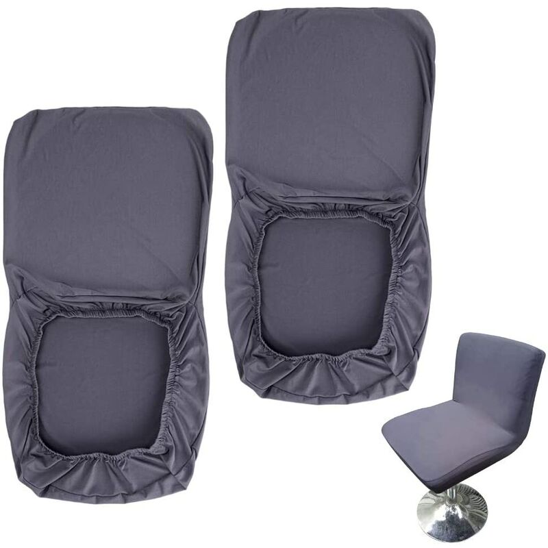 

Paquete de 2 fundas para taburete de bar gris oscuro con respaldo elástico para silla de comedor giratoria corta