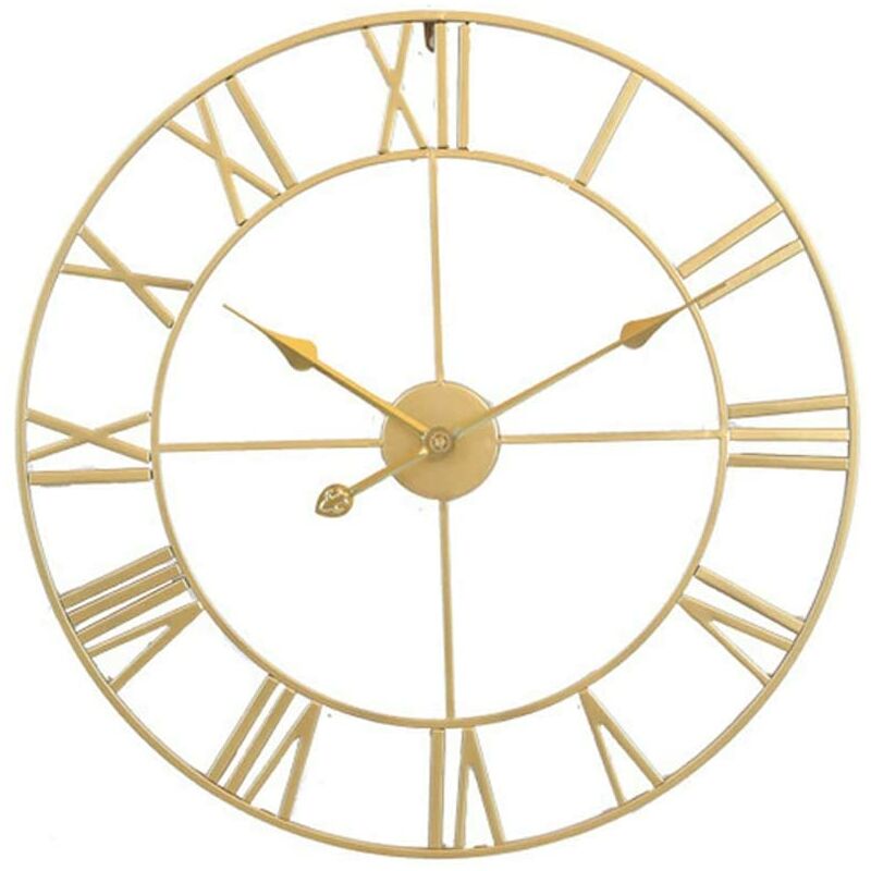 

Reloj de pared grande de estilo vintage, redondo, de metal, silencioso, sin tictac, funciona con pilas, 40 cm, números romanos negros, relojes de