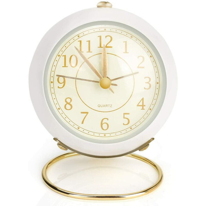 

Reloj despertador, reloj despertador analógico de cuarzo con luz nocturna, esfera grande de 3 pulgadas, silencioso sin tictac, pequeño reloj