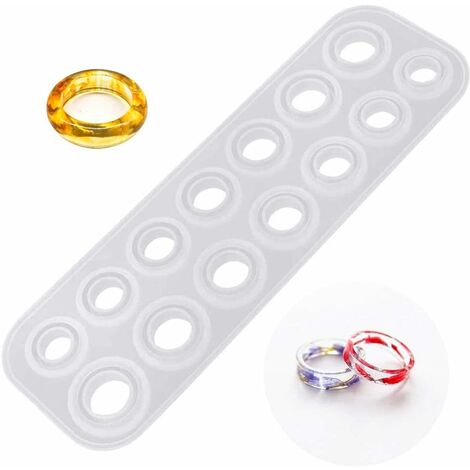 Premium Resin Ring Mold Silicone Molds for Epoxy Resin Molds with 14 Sizes