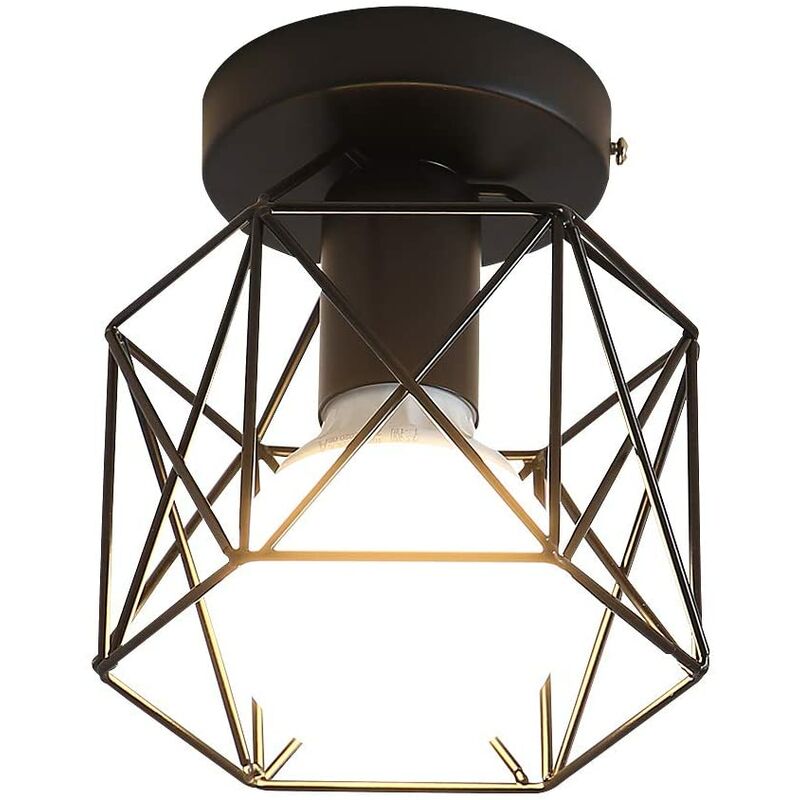 Retro Industrial Black Metal Cage Ceiling Light, Industrial Wrought Iron Ceiling Light, Living Room Chandelier, Industrial Pendant Ceiling Light,