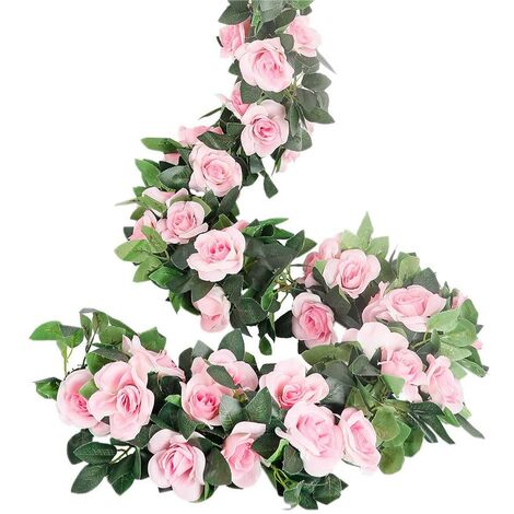 main image of "LangRay Rose Garlands Artificial Rose Tendrils, 4 Pieces (70cm) Artificial Silk Flower Garlands for Home, Office, Garden, Decor (Pink)"