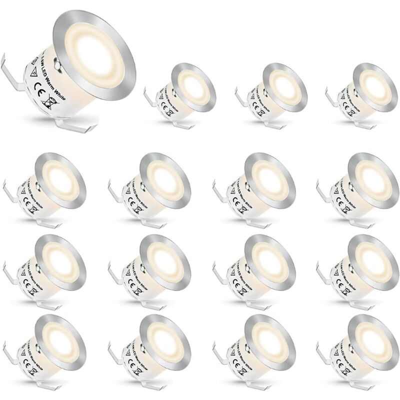 Spot led Encastrable,Spots Encastrés led Extérieur Spots Luminaires pour Escaliers Lumière Step Stair Garden Patio, IP67 Etanche (Blanc naturel, 16