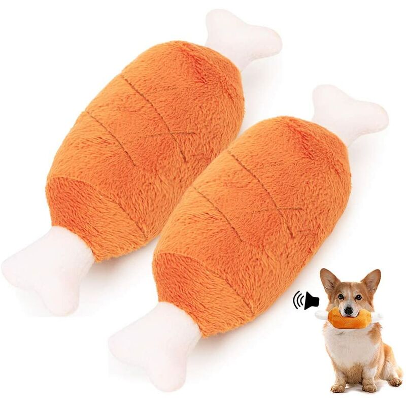 

Squeaky Dog Toys, 2 juguetes para perros con sonido de felpa, juguetes para masticar mascotas, juguete para masticar hueso para perros, juego de