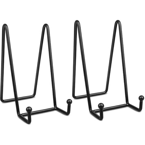 Langray – Supports de plaque décoratifs en métal noir – Lot de 2 pièces – Dimensions 7,8 x 12 x 15 cm – Finition thermolaquée mate – Pour affichage intérieur