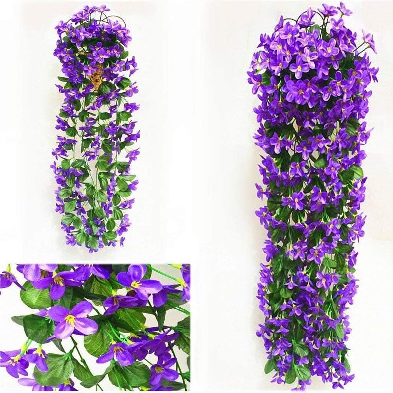 Aiducho - Un Bouquet De Fleurs Artificielles Suspendues à 4 Pétales, Fleurs Artificielles Suspendues De Glycine Pour La Décoration De Mariage (Violet
