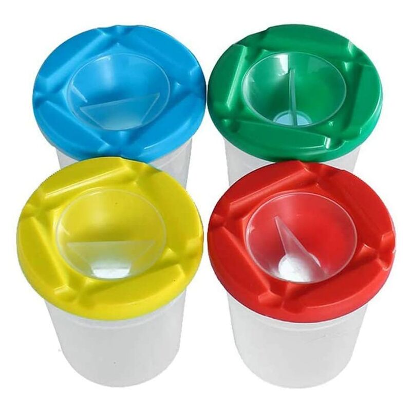 

Vaso de pintura de 4 piezas con tapa, vaso de papel para niños, vaso de cepillo con tapa, vaso de pintura, sin derrames, colores aleatorios, plástico