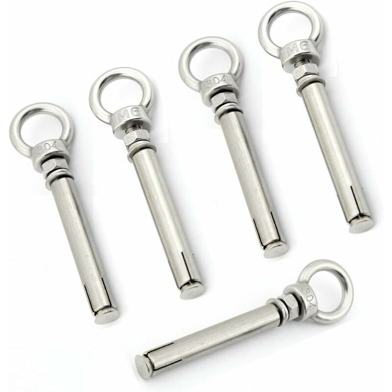 Vis M6x80mm de boulon à œil à expansion avec anneau de levage en acier inoxydable 5 pack - Langray
