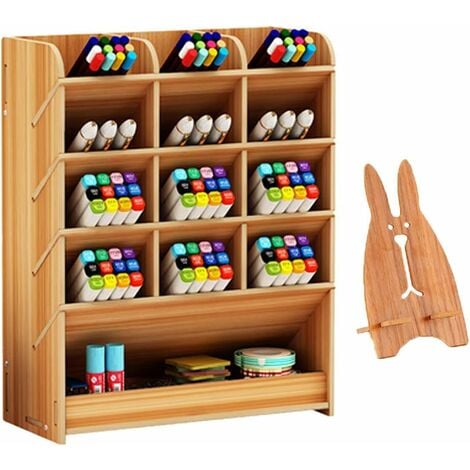 LangRay Wooden Desk Organizer Multifunctional Office Stationery Pen Holder Box for Home Office School Supplies Storage Shelf
