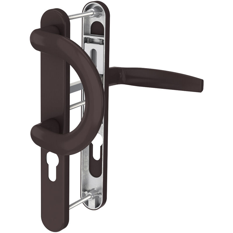 Ms Beschläge - Langschild Türbeschlag 8-72mm Schmalrahmengarnitur Braun RAL8019 Türdrücker pz Bügelgriff/Drücker 55-70mm nein