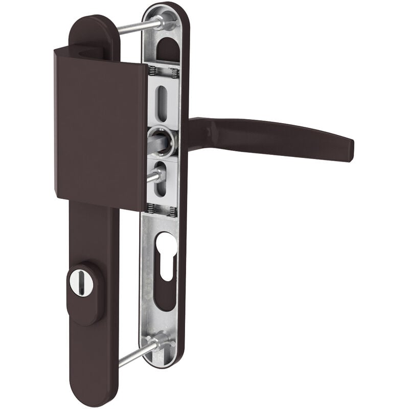 Langschild Türbeschlag 8-72mm Schmalrahmengarnitur Braun RAL8019 Türdrücker pz Stossgriff/Drücker 71-86mm ja