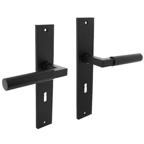 Langschildschildgarnitur Baustil Zamak F71 schwarz BB 72mm DIN L/R INTERSTEEL