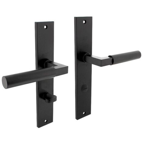Langschildschildgarnitur Baustil Zamak F71 schwarz WC 72mm DIN L/R INTERSTEEL