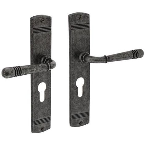 Langschildschildgarnitur Helena Zamak F77 Grau PZ 72mm DIN L/R INTERSTEEL