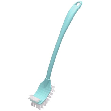 Langstielige Toilettenbürste mit doppelseitigem, gebogenem Bürstenkopf zur gründlichen Reinigung von Becken und Rand, aus robustem Kunststoff, blau