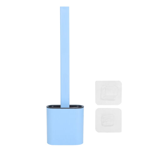 Langstielige Toilettenbürste mit Wandhalterung, Badezimmer-Reinigungszubehör, Blau