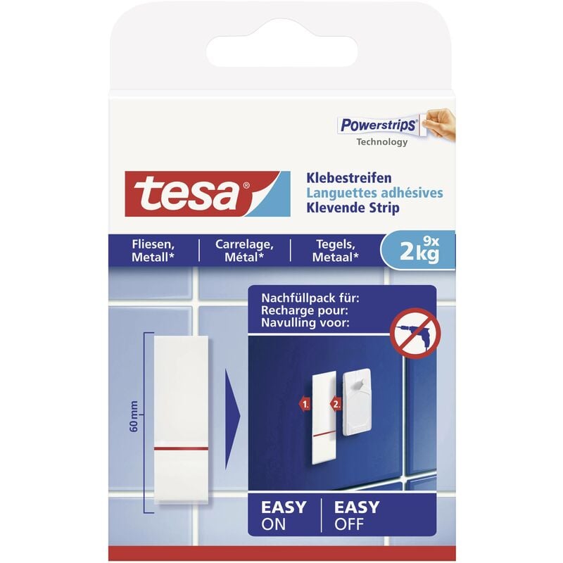 Tesa - 77760 Languettes adhésives ® blanc Contenu: 9 pc(s) W680591