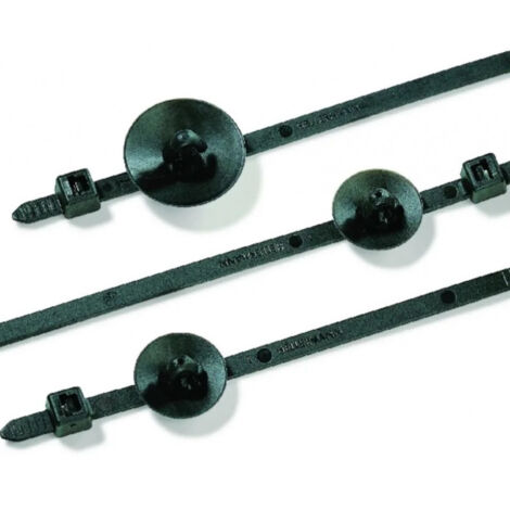 Lanière de fixation noire 190x4.6mm à crantage à pied ancre (sachet de 500) Hellermann