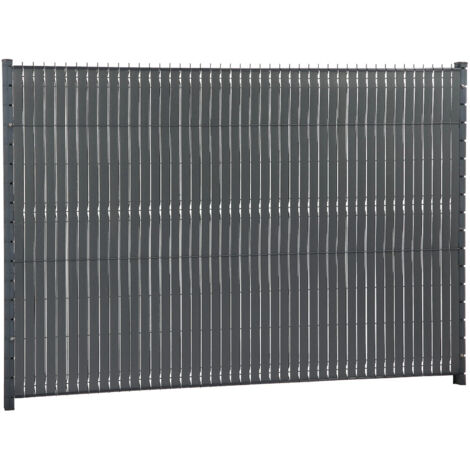 Lanière occultante Ecovizio à tresser 48 mm ardoise - 100% recyclée pour panneau grillagé soudé + 100 clips - Jardiline