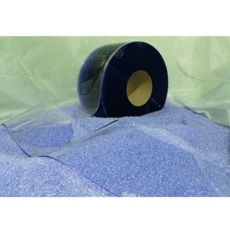 Lanière souple en PVC - Largeur : 200 mm - Coloris : bleu transparent - Longueur : 25 mètres - ALFAFLEX