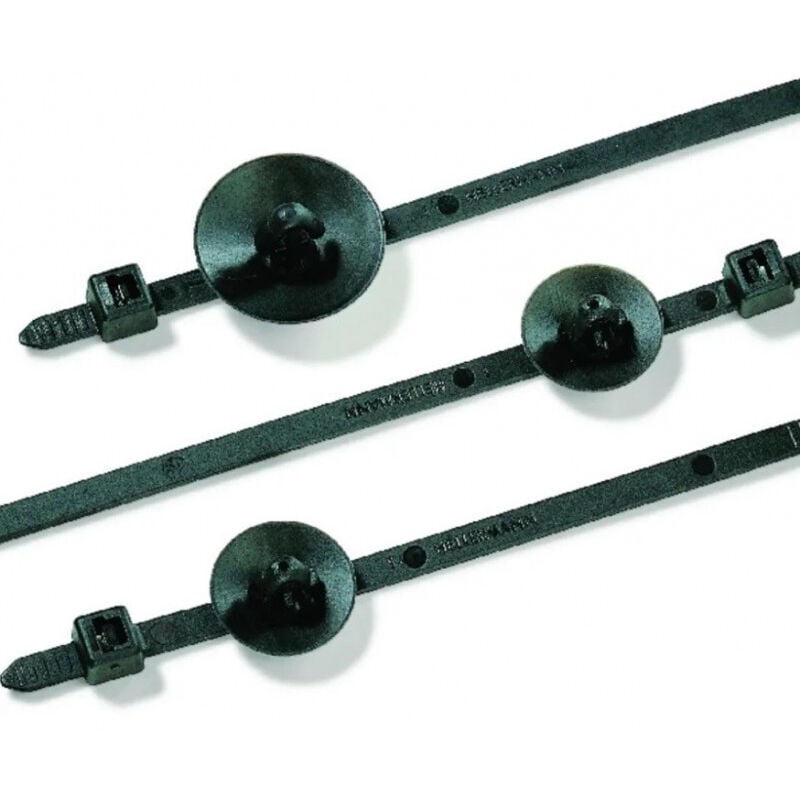 Lanière de fixation noire 190x4.6mm à crantage à pied ancre (sachet de 500) Hellermann