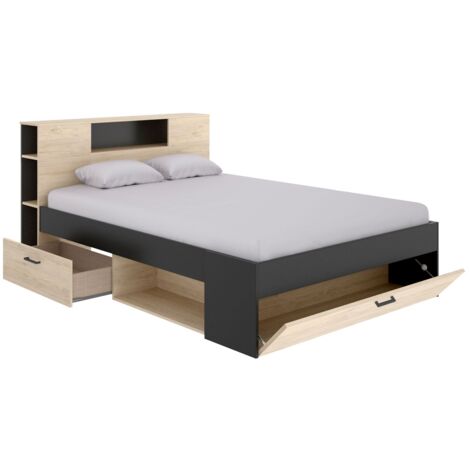 LANKA Cama compacta grafito natural 140