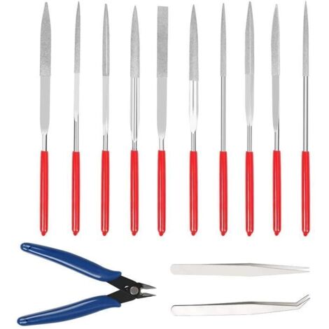 LANMOK Lime En Métal,13 PCS Lime Diamant Kit,Fichier de l'aiguille,Professionnel De Bijoutier Précision Diamond Lime Aiguille En