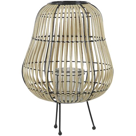 Lantern BERKNER Willow Wood 44 cm Natural
