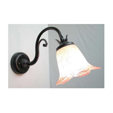 LANTERNA APPLIQUE ELICA NERO-ARGENTO FERRO BATTUTO LANTERNE APPLIQUE LAMPIONE