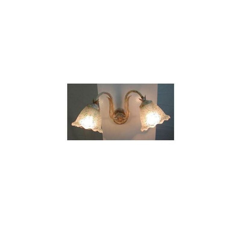 Image of Cruccolini - Lanterna applique ghiaia a 2 luci in ferro battuto lampade lampione applique