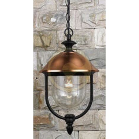 LANTERNA APPLIQUE LAMPADA COPPER CON BRACCIO IN ALLUMINIO NERO E RAME PER LAMPADE DA 60W