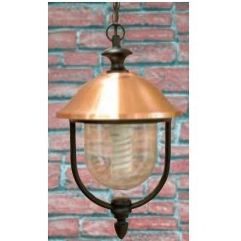 Lanterna applique lampada copper con catena in alluminio nero e rame per lampade da 60w - Salone