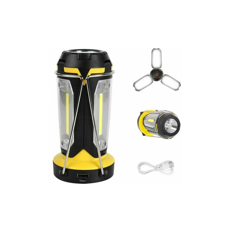 Image of Lanterna da campeggio a LED, lampada da campeggio ricaricabile, potente lampada da campeggio con 6 modalità, cavo USB incluso, impermeabile IPX4