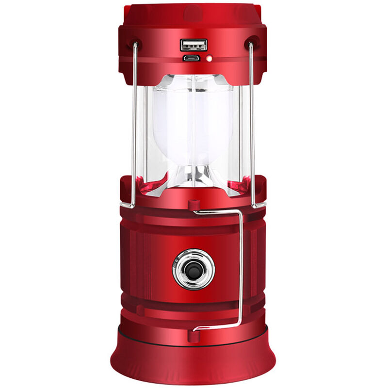 Image of Lanterna da campeggio all'aperto Alimentatore di ricarica solare ricaricabile USB per telefono Lanterna da campeggio LED pieghevole portatile, Rosso