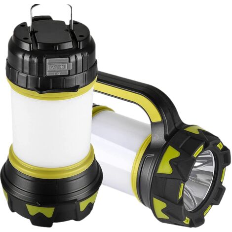 Lanterna da campeggio ricaricabile da 2 pacchi, torcia portatile con 6 modalità di illuminazione, Power Bank da 3000 mAh, luci da campeggio per uragano