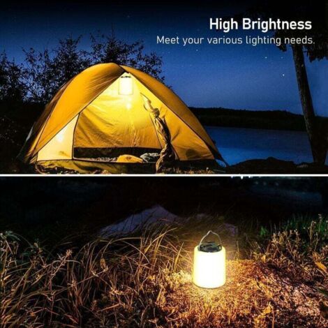 Lanterna da campeggio ricaricabile, lampada da campeggio a LED ricaricabile - Luce bianca calda 3000K, luminosità regolabile con 3 modalità, durata della batteria di oltre 10 ore, lampada da tenda por