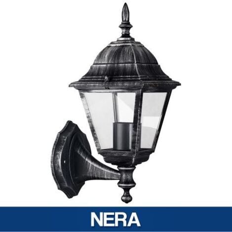 LANTERNA DA GIARDINO LAMPADA A PARETE APPLIQUE VIENNA DA ESTERNO MURO 14274V NERA (14274)