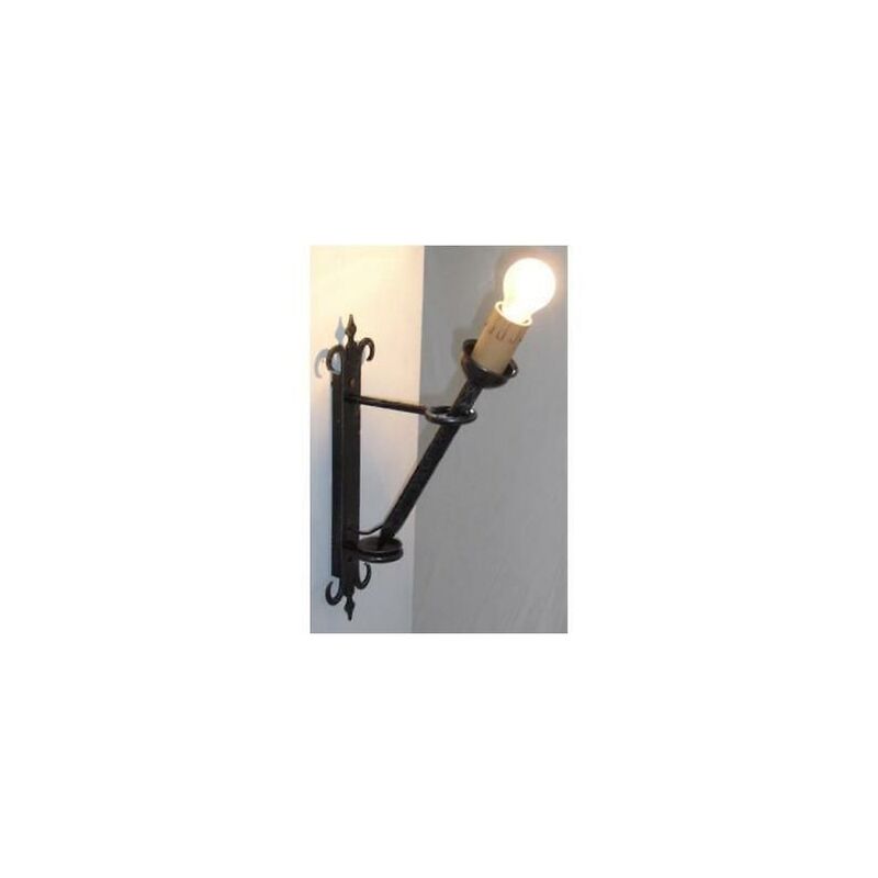 Image of Lanterna da muro torcia piccola h40 ferro battuto lampade lampione applique