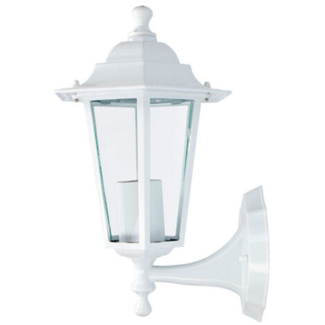 Lanterna da Parete in Alluminio e Vetro IP44 E27 60W Colore Bianco Ø19.5x21x32cm Modello Zurich EDM