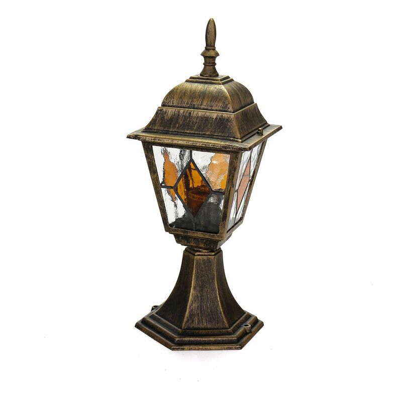 Image of Licht-erlebnisse - Lanterna da terra da giardino salzburg design rustico color oro antico IP44 lampioncino - Oro antico